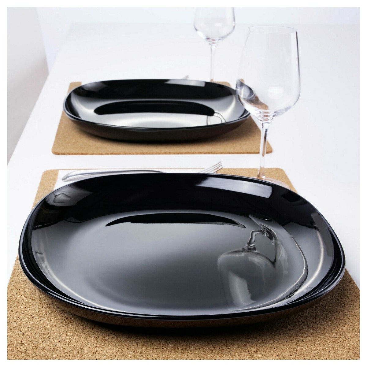 Dinner Set Dinnerware Square Black Plate Bowl Side Mug Tableware Ikea Backig New
