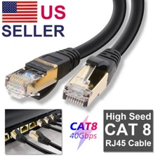 CAT 8 High Speed 40Gbps LAN Patch Network Ethernet RJ45 Cable Gold Plated 6-50ft