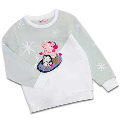 koaa Peppa Wutz  Winter Time  Sweater Kinder Pullover Stickerei Kidswear Neuheit