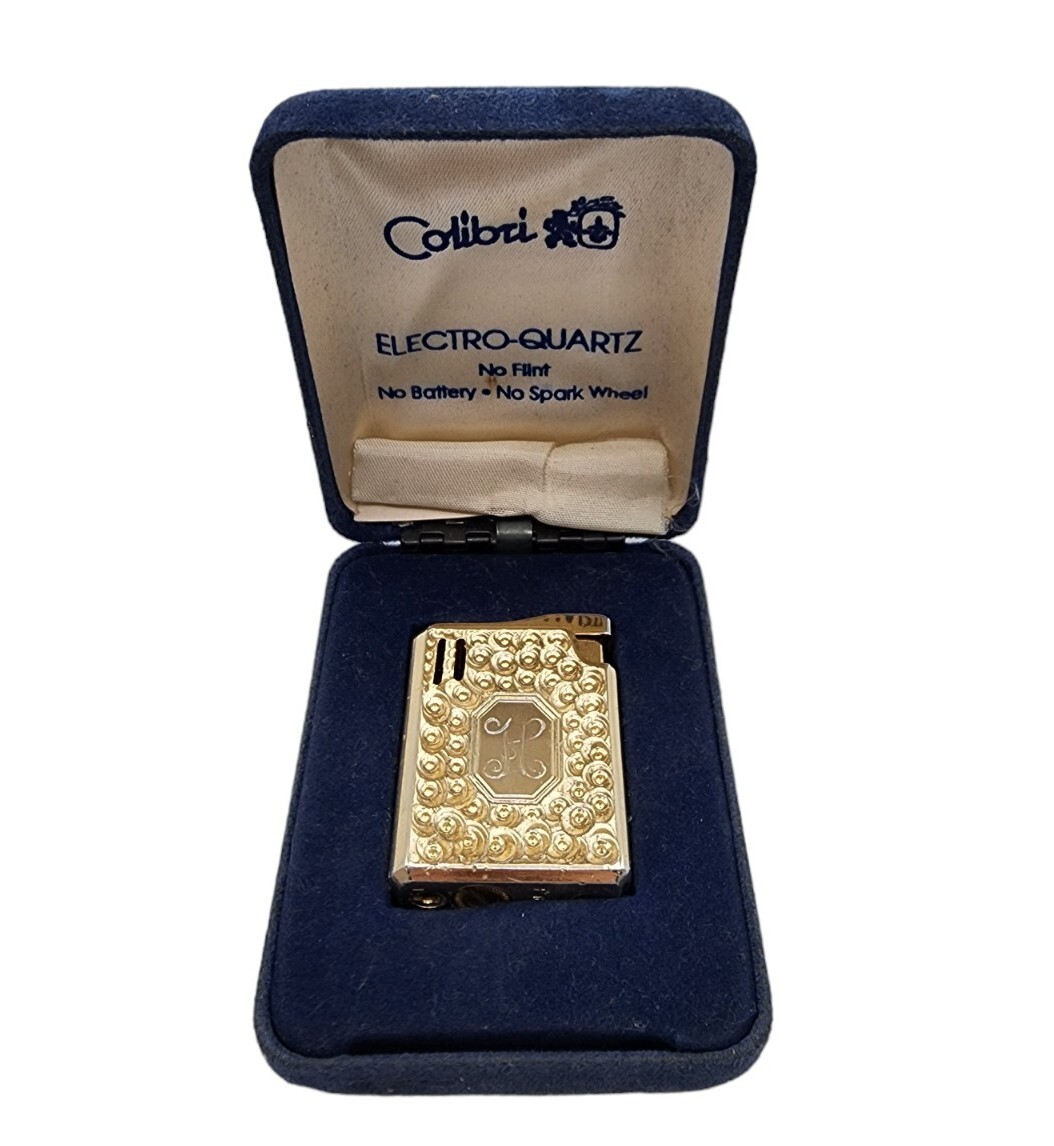 Vintage Colibri Electro-Quartz Lighter Monogrammed H Gold Vintage Colibri Electro-Quartz Lighter Monogrammed H Gold