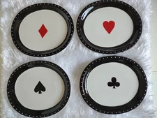 4 Plate set, Playing Card Suits, Ceramic Snack Set Poker Night 2004 