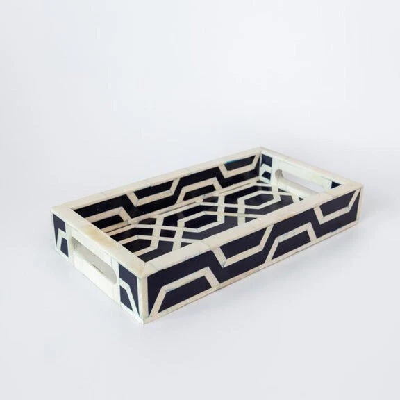 Bone Inlay Tray- Handmade Navy Blue Spider Pattern - Image 3 of 4