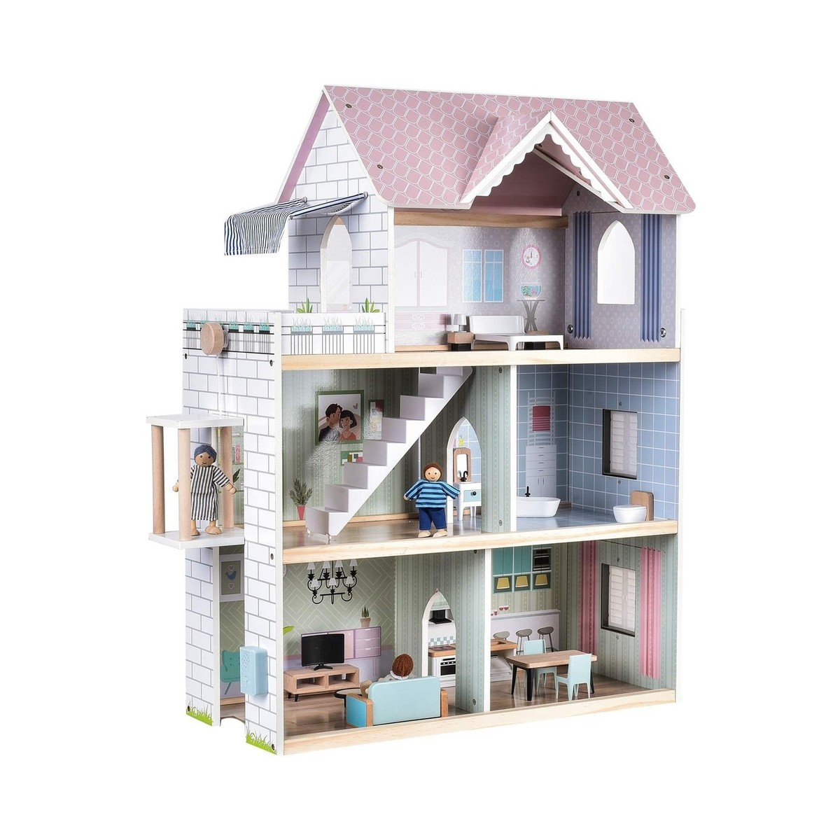 Giant bean Wooden Dollhouse feet High with Elevator, Doorbell