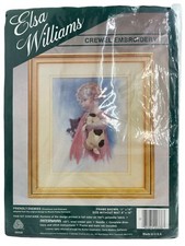 Elsa Williams Needlecraft Crewel Embroidery Girl Dog Cat 00338 Friendly Enemies