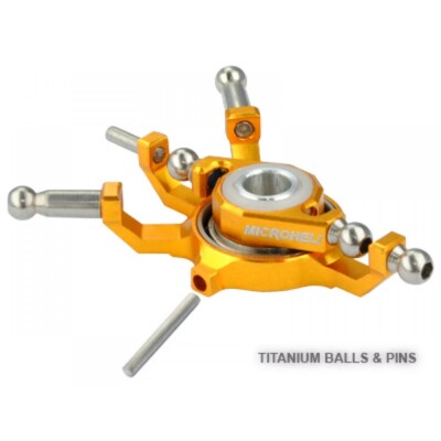 Microheli Precision CNC Titanium X Swashplate (GOLD) - BLADE 130X