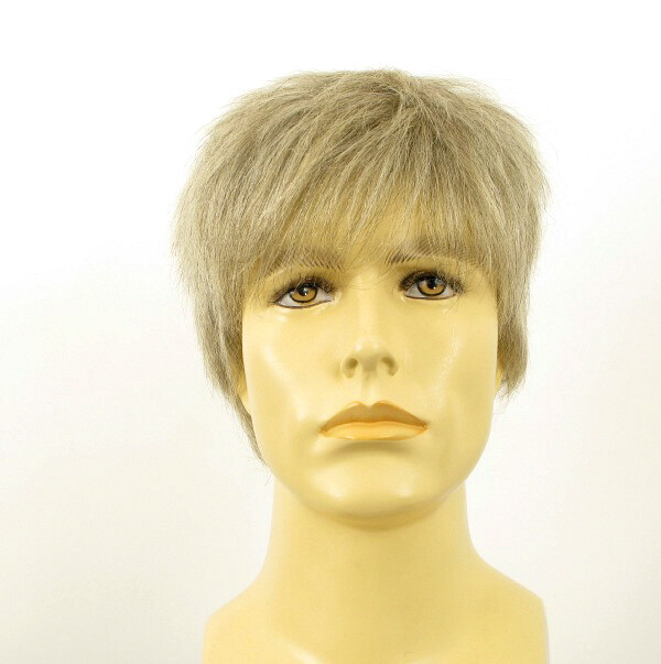 Perruque homme cheveux naturels blanc et gris Kevin 51, postiche capillaire poivre et sel ajustable