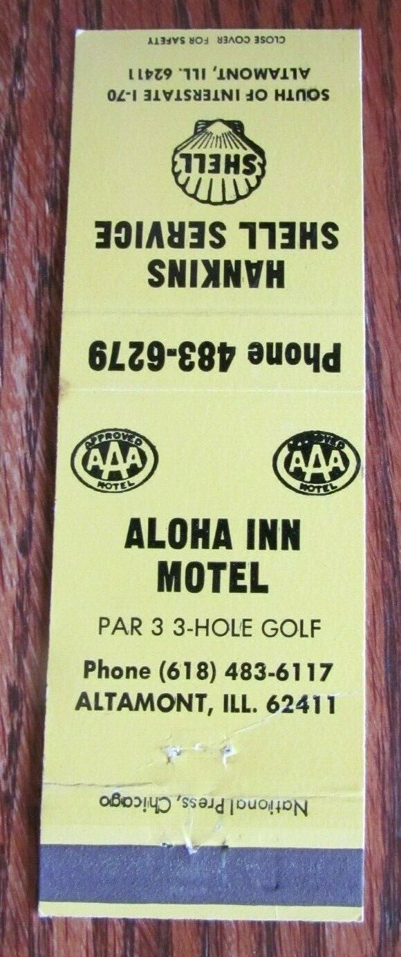 HANKINS SHELL GAS STATION 1960s MATCHBOOK MATCHCOVER ALTAMONT, ILLINOIS E20 eBay
