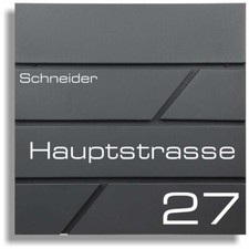 Design Anthrazit Briefkasten mit Hausnummer & Ihre Namen UV-Druck Personalisiert