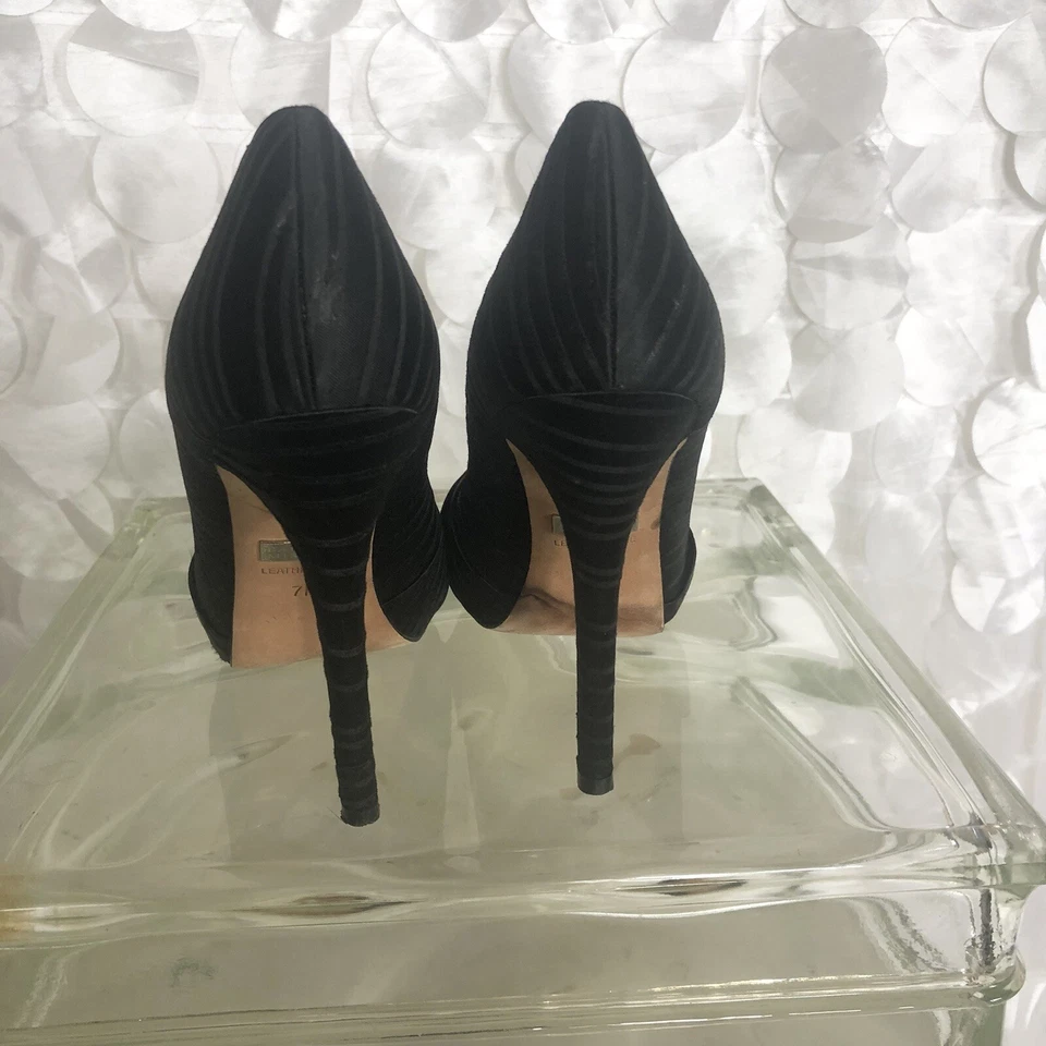 Badgley Mischka Negro Satinado Peep Toe Tacones Talla 7 M Cóctel Fiesta Boda Foto 4 de 4