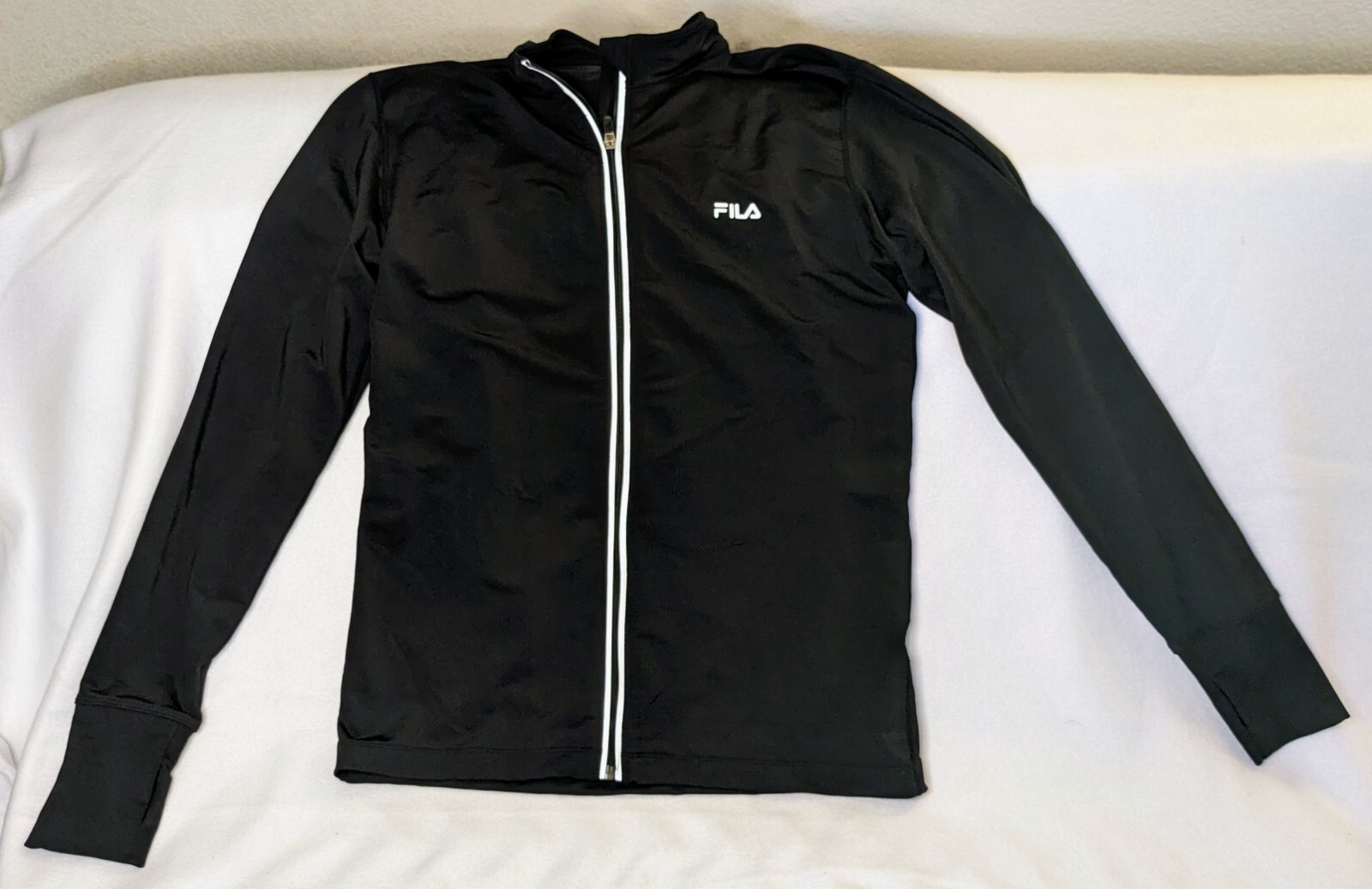 FILA Giacca Donna Track Taglia Media Performance Atletica Corsa Nero Grigio