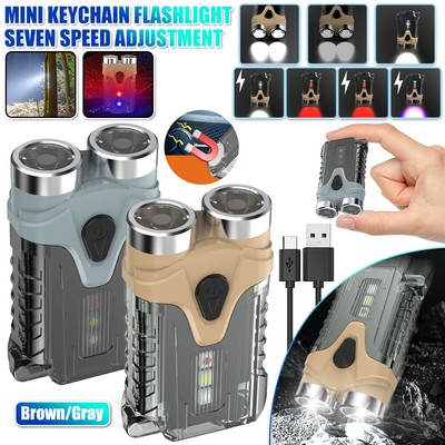 Mini LED Flashlight Torch Super Bright USB Rechargeable Keychain Light Work Lamp