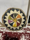 Straw Woven Wall Basket With Sunburst/Geometric Pattern — photo 2