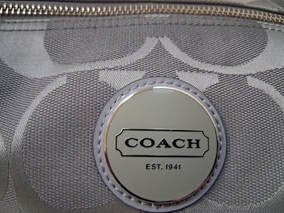 COACH Signature Jacquard Grey Stripe Single Strap Hobo Shoulder