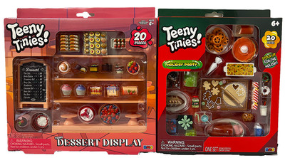 Teeny Tinies Teeny Dessert Display & Teeny Holiday Party Mini Playset Lot of 2