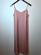 Black Tape Soft Antique Blush Satin Midi Slip Dress Coquette 90s Size Small