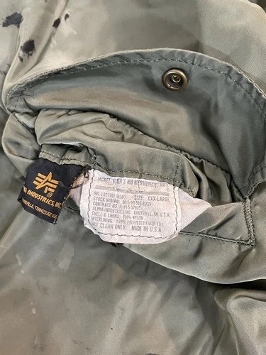 Vintage 80s Alpha Industries MA-1 Flight Bomber Jacket XXX-Large Olive Green USA image 4