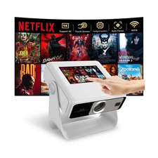 Smart Touchscreen Projector with WiFi 6 and Bluetooth Built-in Apps - 4K Supp...