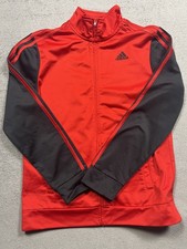 Adidas Essentials Tricot Track Jacket Boys Size XL 18/20 Red Black Full Zip