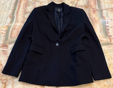Maje Women's Blazer Jacket Black Single Breasted Notch Lapel Minimalist 36