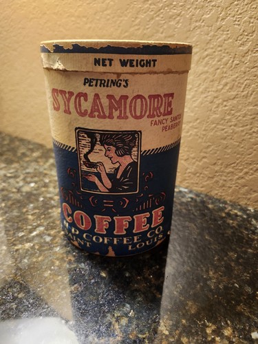 RARE PETRIG'S SYCAMORE COFFEE 1lb. CONTAINER ST LOUIS MISSOURI MO 1930'S
