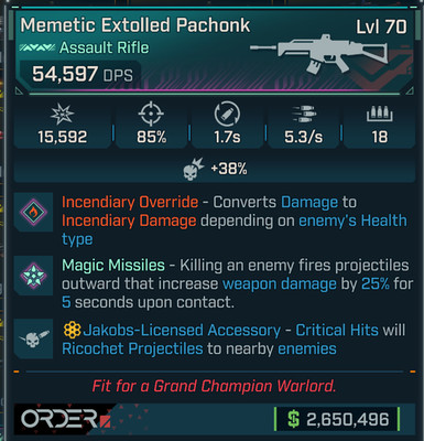 Borderlands 4 PACHONK AR INCENDIARY OVERRIDE JAKOBS