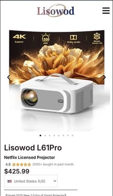 Lisowod L61 Pro Portable Projector Full HD