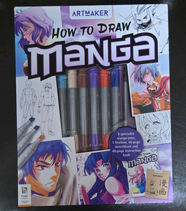 ArtMaker How to Draw Manga Instruction Book Set w/ Sketchbook & Pens