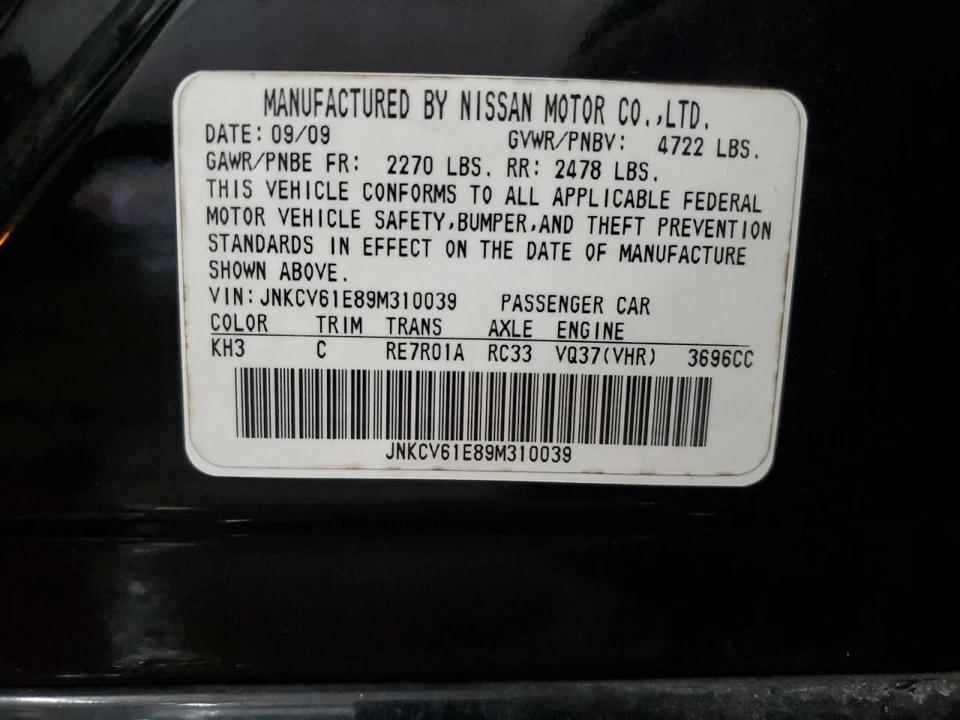 (LOCAL PICKUP ONLY) Driver Left Front Door 4 Door Sedan Fits 09-13 INFINITI G37 Foto 4 de 4