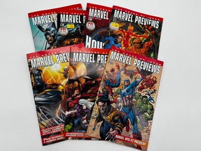 7 Copies of Marvel Previews #1 #9, #10, #19 - #22 2003 - 2005 Marvel Comic Books