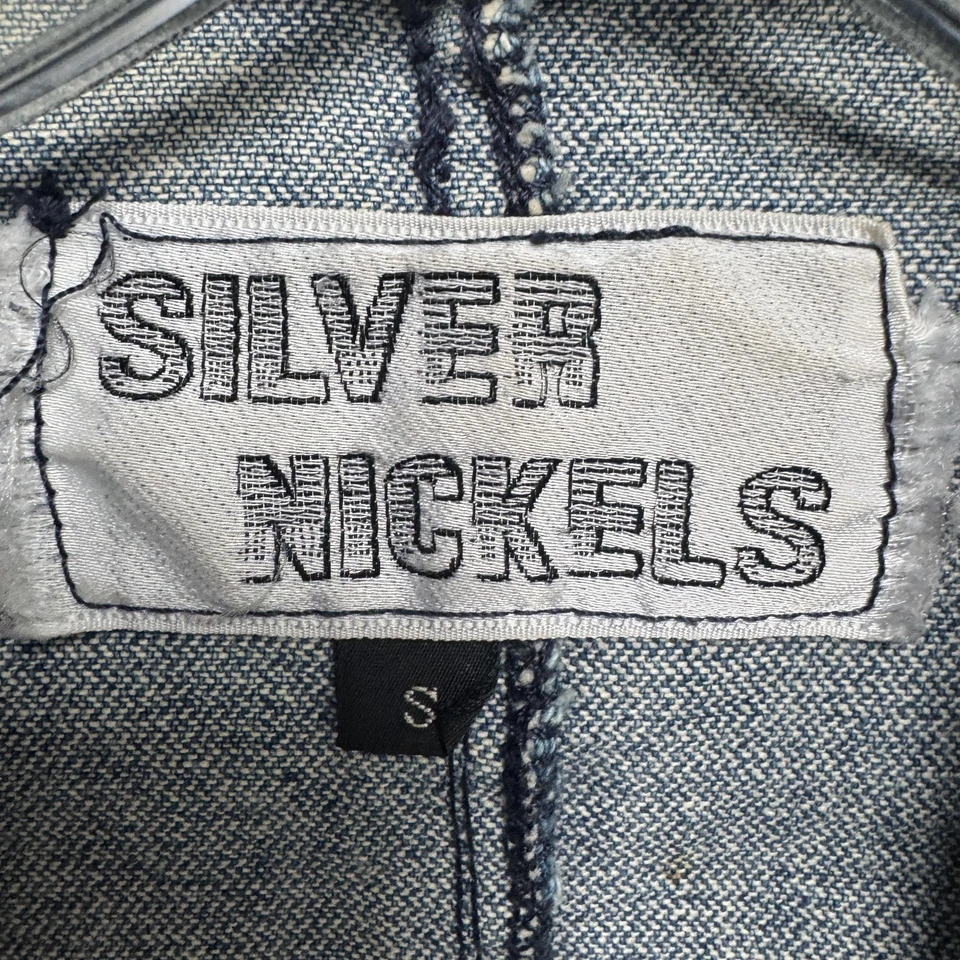 VINTAGE Silver Nickels Jacket Womens Small Blue Denim Bomber Snap Front 80s - Image 4 of 4