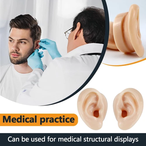 2 Pcs Silicone Ear Model, Fake Ear Models Left and Right Soft Flexible Model image 7