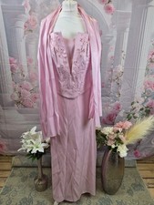 Marvie Pink 2-Piece Evening Set UK 14 Embroidered Top & Maxi Skirt Prom Co-ord
