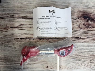 Kuhn Rikon 6-in-1 Stainless Steel Master Safety Can Bottle Opener K97707 RED NEW