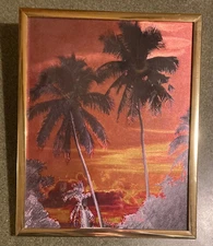 Vintage 1985 Metal Etching Palm trees 8"x10" on paper
