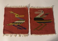 Set Of 2 VGT Handwoven Folk Art Bird Tapestry...