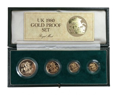 Elizabeth II 1980 Gold PP 4 Münzen Sovereign Set