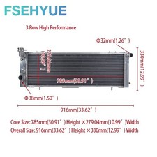 3 Row Aluminum Radiator For 1991-2001 Jeep Cherokee Xj Comanche 2.5l L4 4.0l L6