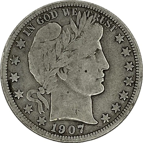 1907-D Barber Silver Half in SAFLIP® - Fine- (VG+)