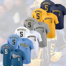HOT - Garrett Mitchell 5 Milwaukee Brewers 2026 Player Name Number Fan S-5XL