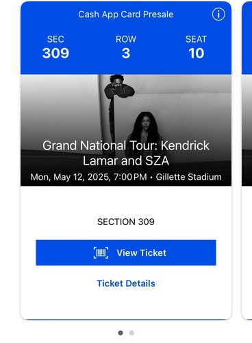 2 Tickets Grand National Tour: Kendrick Lamar and SZA • May 12 2025 • 7:00 PM