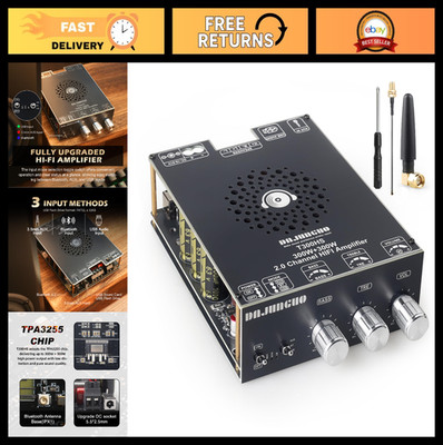 300W Dual Channel Power Amplifier Board, TPA3255 Chip, Bluetooth/AUX/USB Inputs