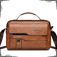 Men Women Crossbody Bag PU Shoulder Casual Travel Lightweight Business Handbag