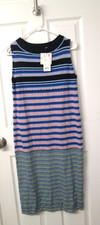 NWT MARNI x Uniqlo Merino Wool Blend Striped Sleeveless Knitted Dress Blue Small