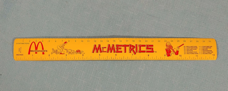 Vintage McDonalds McMetrics Metal Ruler Bright Yellow Made in USA