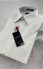 Arrow Mens White Wrinkle Free Stretch Fitted Dress Shirt Size 14.5/Small