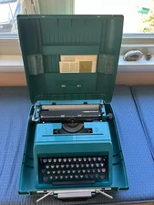 Olivetti Studio 45 Typewriter Aqua Teal Blue Spain MCM Mid Century Modern 1960s