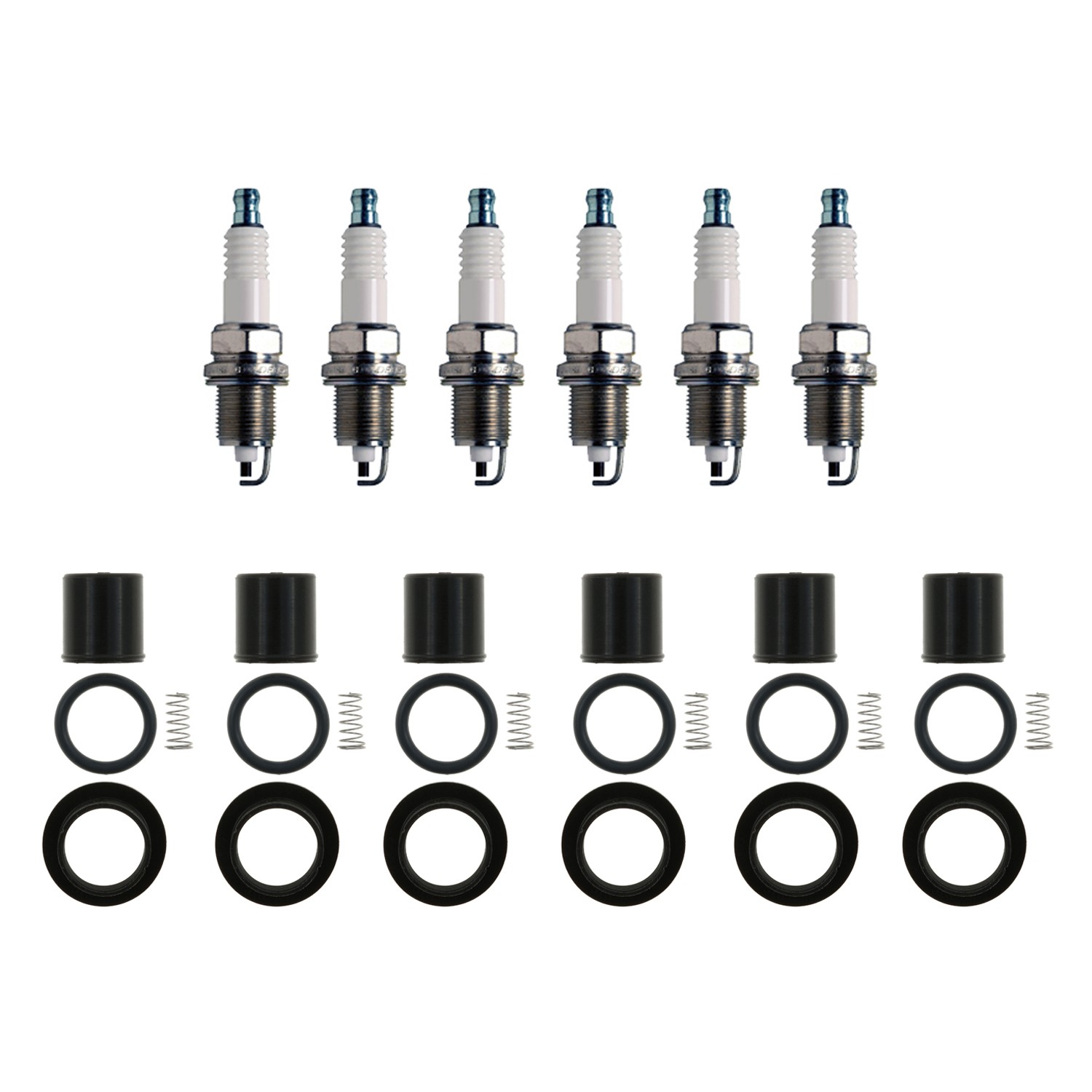 Denso 6 Standard Plugs  NGK Ignition Coil Boots Kit for Dodge Nitro 3.7L V6