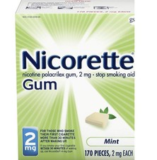 Nicorette Gum Nicotine Mint 10/2025 Stop Smoking Aid, 2 mg, 170 Count