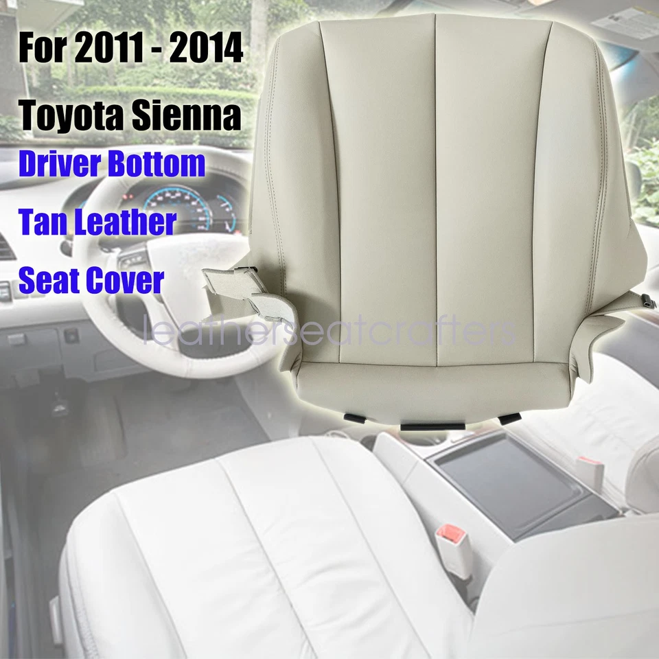 Cubierta de asiento de cuero tostado para parte inferior del conductor Toyota Sienna 2011 2012 2013 2014 Foto 3 de 4