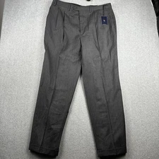 American Living Pants Mens 38x32 Wool Dress Slacks Pleated Work Pinstripe READ